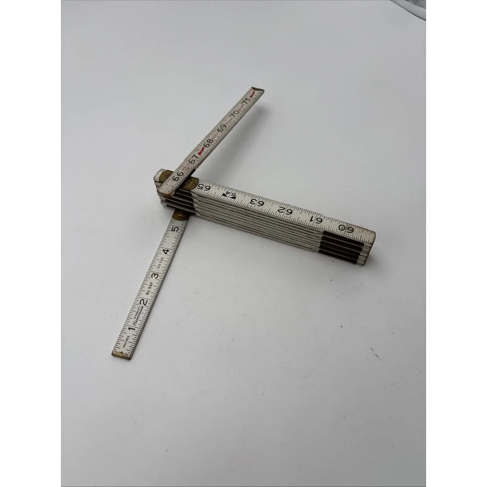 Vintage 6‎ ft Stanley Handyman spring joints folding ruler No. 96 White